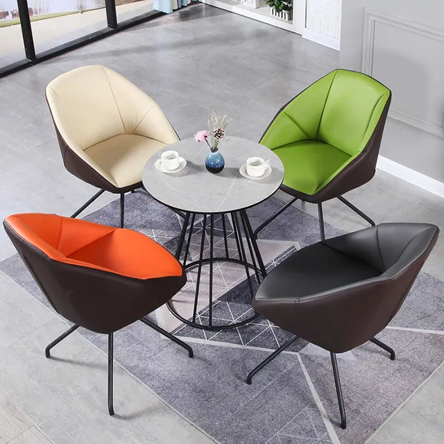 现代简约北欧阳台靠背休闲椅奶茶店酒店轻奢洽谈旋转一桌两椅组合