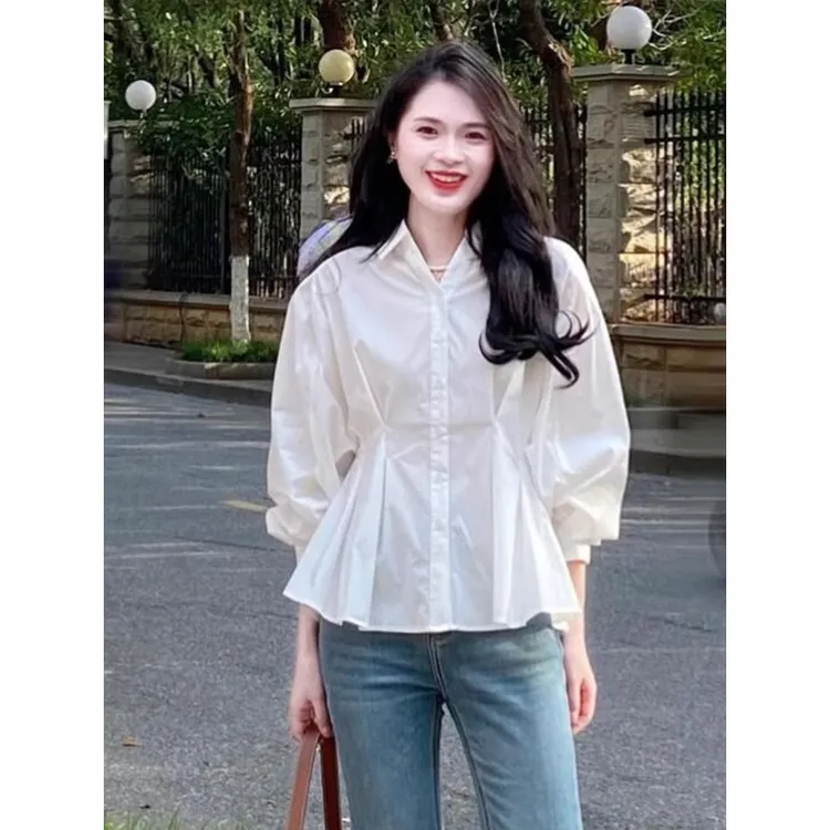 【运费补贴】松弛感法式防晒衬衫女夏季2025新款设计感收腰大码上衣