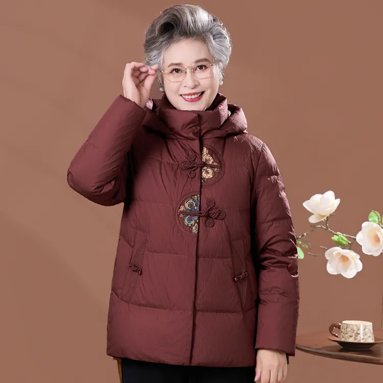 中老年羽绒服女款妈妈冬装高档60岁老人奶奶太太冬季加绒加厚外套