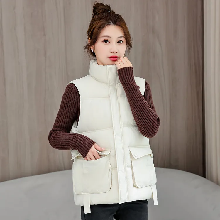 短款立领常规拼接宽松型时尚百搭棉马夹休闲韩版宽松女款棉马甲
