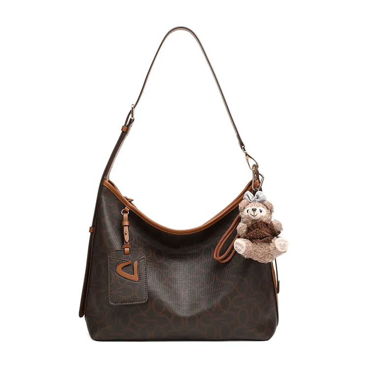 Daphne/达芙妮大容量托特包单肩复古风小众拼皮单肩包轻奢10835