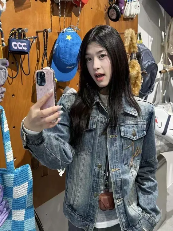 复古短款牛仔外套韩系巨好看的早秋外套女2025新款秋季宽松夹克