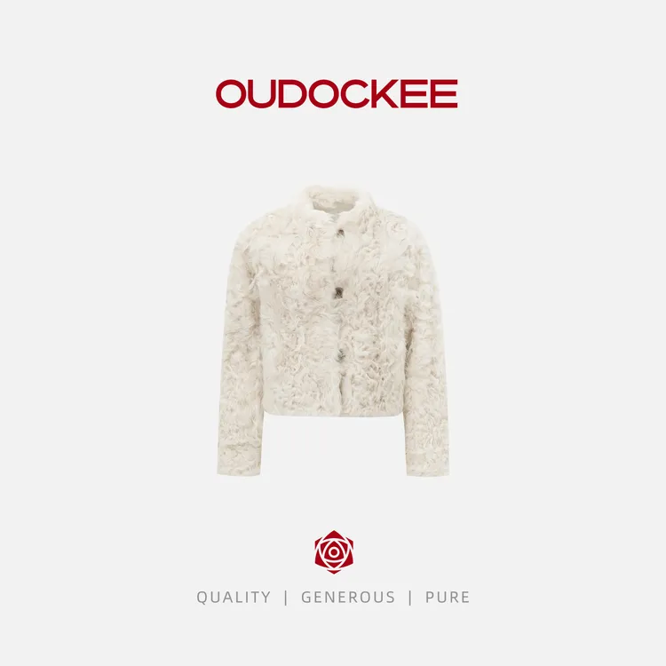 OUDOCKEE 鸥鸥【小湖羊皮草】法式名媛小香风奶白外套  JADAL986T