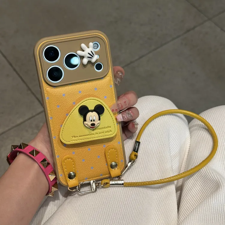 BANCA波点米奇支架挂绳适用苹果17/16手机壳小米15vivo华为oppo