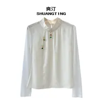 Jokara/丘可儿【禾隐】中式修身打底纯色拼接上衣衬衣时尚百搭秋