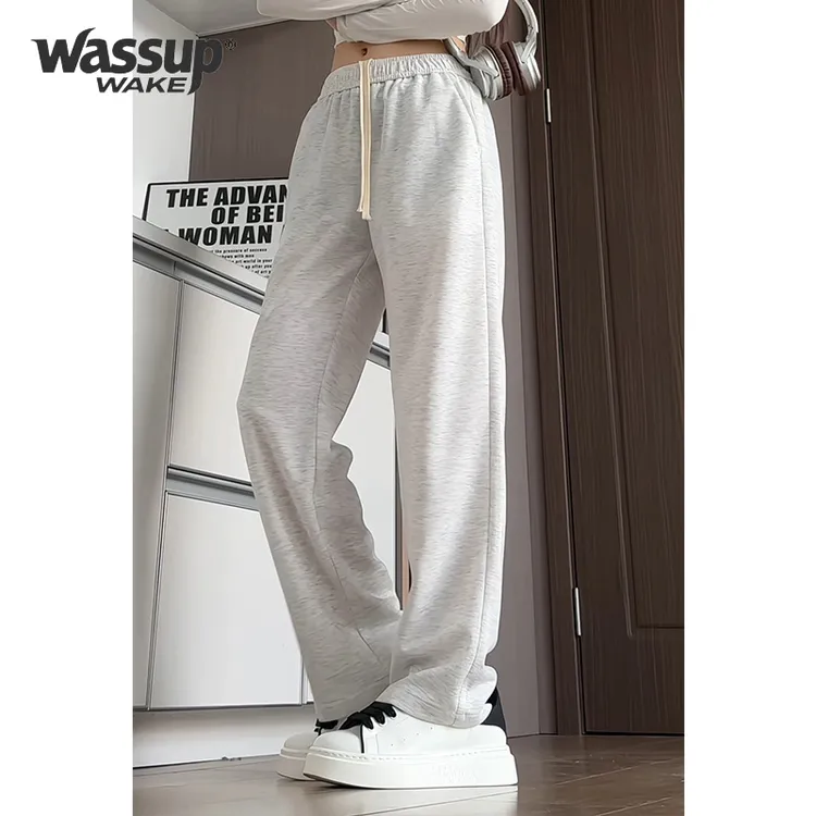 WASSUP WAKE直筒长裤男女同款拼接撞色垂感卫裤垂感阔腿宽松裤子