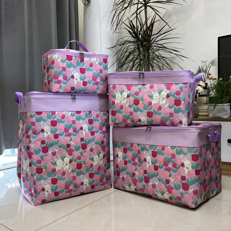 郁金香钢圈拉链被子收纳袋衣服衣物整理搬家打包收纳筐大容量