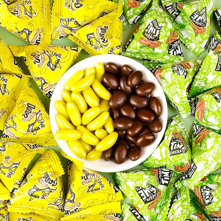 脆皮香蕉巧克力味咖啡味注心糖果夹心代可可脂巧克力休闲零食喜糖