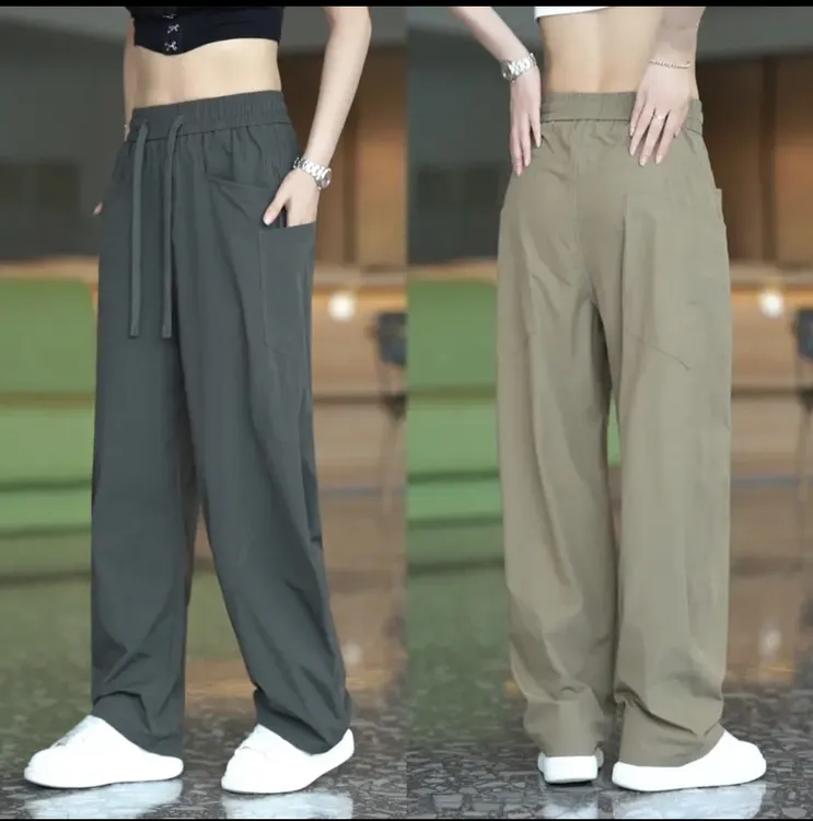 美式男士休闲裤男款时尚舒适透气运动长裤潮流宽松阔腿弯刀裤