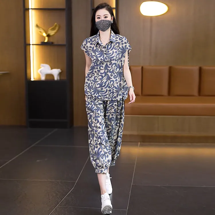 气质大码显瘦时尚休闲两件套2025夏季新款宽松洋气减龄百搭套装