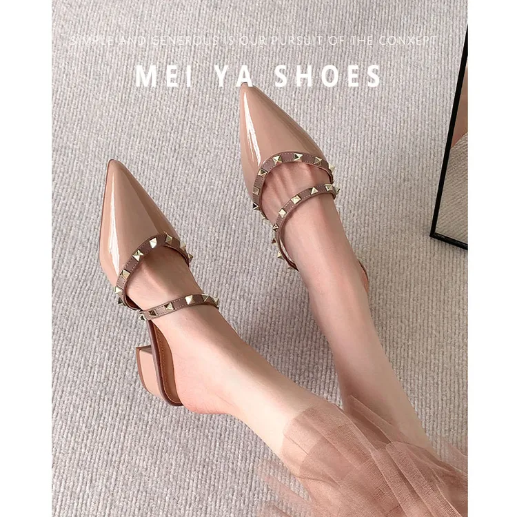 【一鞋两穿】美娅定制两穿~铆钉凉拖裸色25年一脚蹬不累脚不可调节