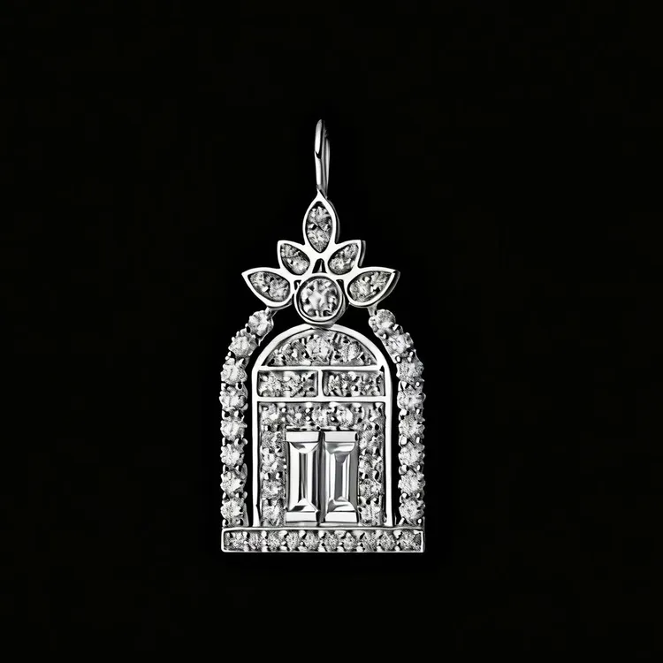 吊坠925银莫桑石 木木（M13）全银满莫桑钻幸福之门吊坠