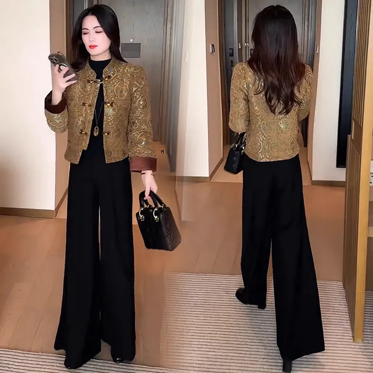 新中式时尚短款外套女2025秋冬新款洋气国风盘扣百搭夹棉棉服上衣