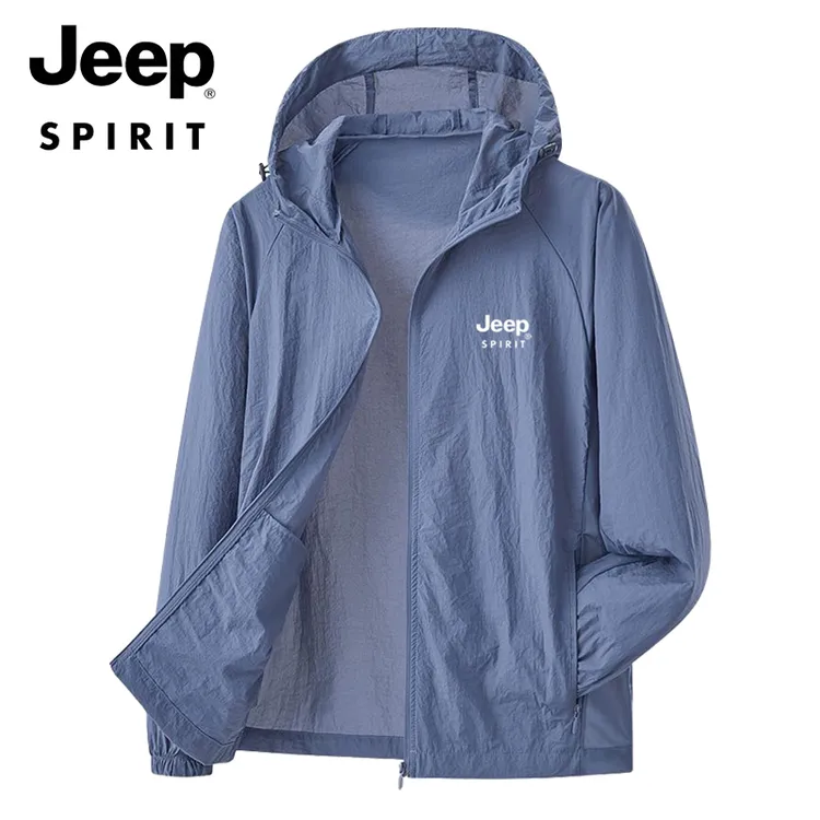 jeep吉普防晒衣男士夏季新款防紫外线冰丝凉感透气速干连帽防晒服