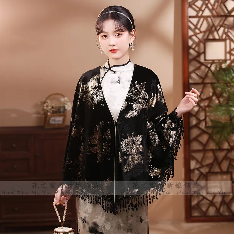 婚礼披肩婚纱披肩极简风保暖冬季结婚敬酒穿搭加厚