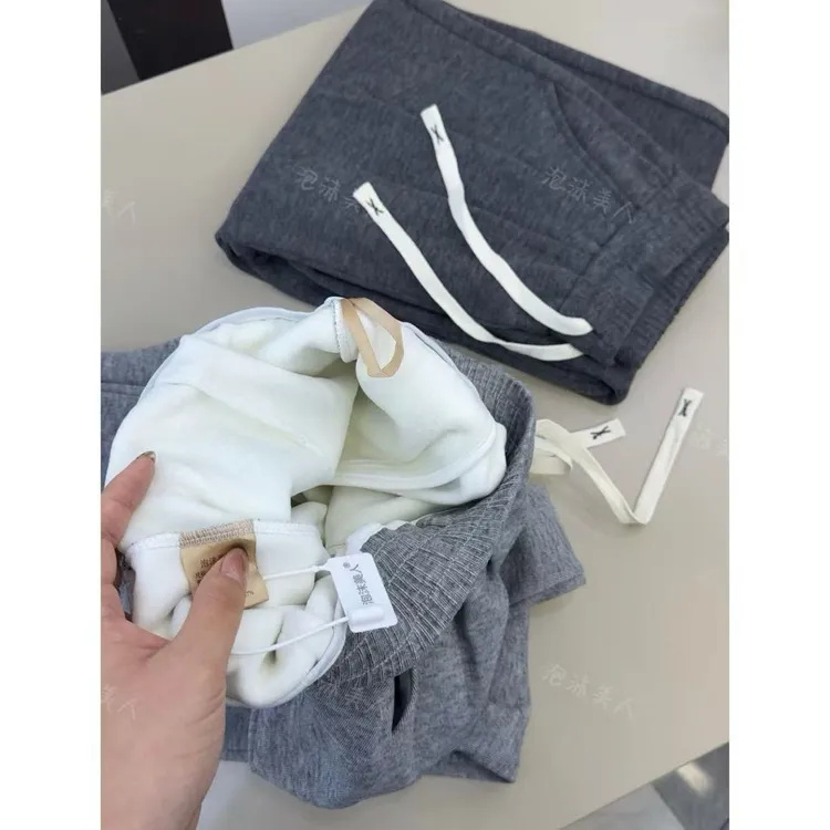 【加绒糯米裤】遮肉！柔软！ 软软糯米裤春秋宽松垂感直筒裤长裤系带。