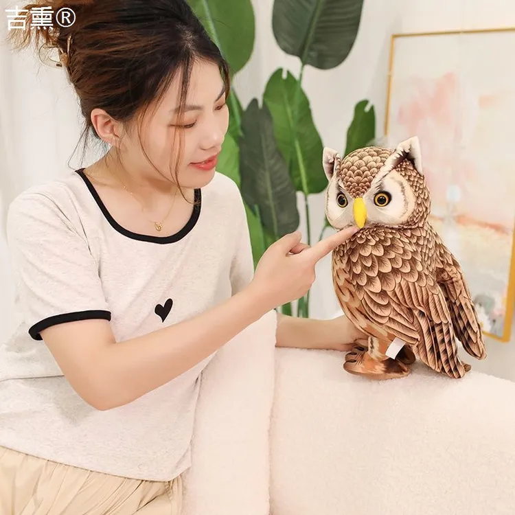 仿真猫头鹰玩偶毛绒玩具小鸟公仔儿童布偶娃娃摆件生日礼物男女生