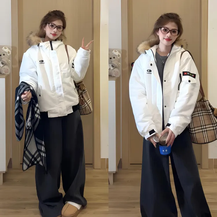 爆款冬装棉服女款2025冬季新款加厚棉衣大毛领派克服韩系情侣棉袄