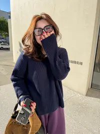 坑条小衫/胖mm大码偏时装短款坑条毛衫