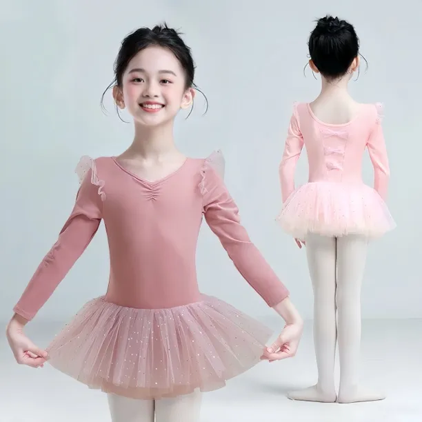 儿童舞蹈服秋季练功服芭蕾舞纱裙女孩中国舞跳舞演出服舞蹈服女童