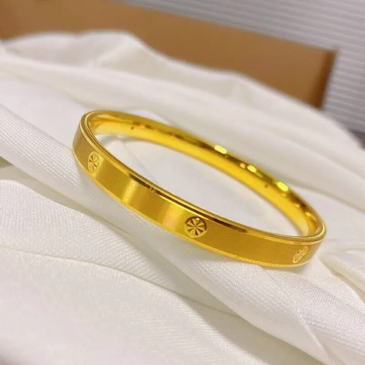 铜合金手镯 高品质钻纹米字手镯金色卡家手镯不褪色闭口手镯女