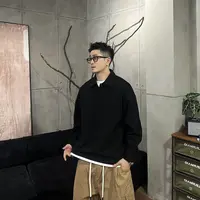 XDZZ二狗25ss秋季美式纯色休闲宽松假两件翻领长袖T恤Y7171