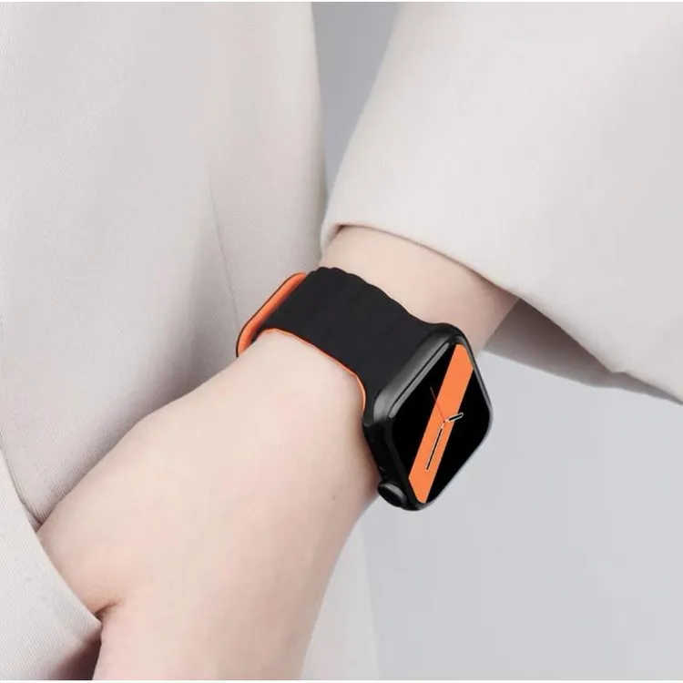 适用于苹果智能手表表带撞色磁吸二代回环硅胶表带iwatch手表带