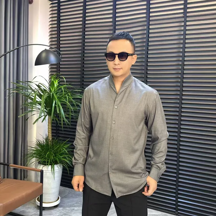 张先生欧货•6633秋冬男士商务休闲轻奢简约风立领修身长袖衬衫
