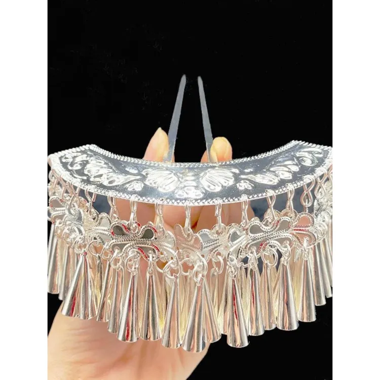 三月三民族风发饰短流苏发簪苗族头饰苗银侗族发梳古装汉服配饰品