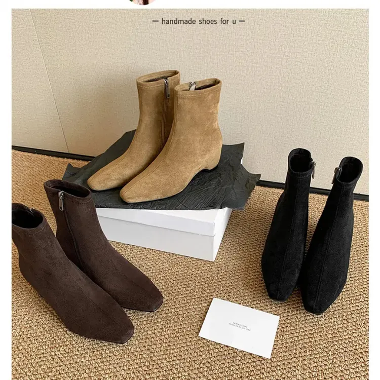 2025新款法式复古百搭瘦瘦靴极简精致气质韩系女靴 5CM/话梅