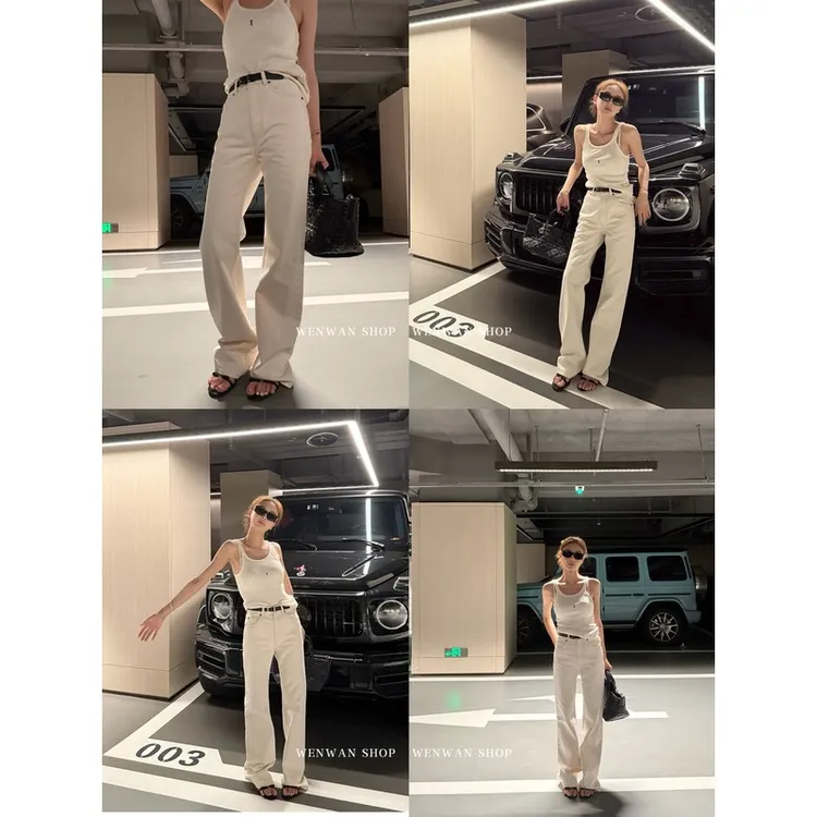 WENWAN【Y*L白牛Top1】经典显瘦白色水洗百搭时髦牛仔裤