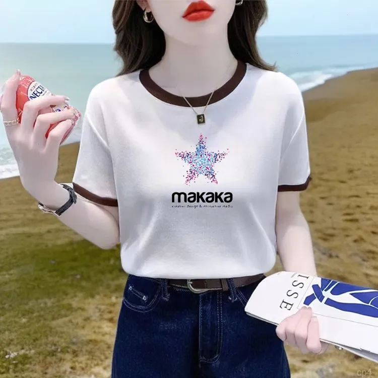 纯棉短袖t恤休闲宽松短款时尚清凉别致百搭上衣矮个子洋气ins