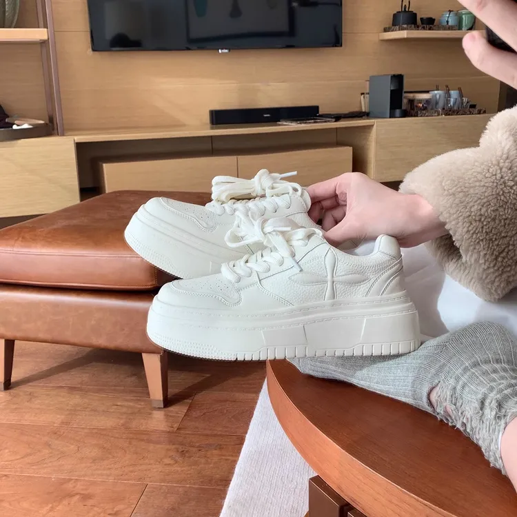 厚底休闲小白鞋内增高2025年新款春夏季小个子女鞋8cm松糕鞋板鞋