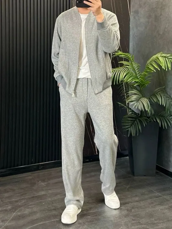 2025春秋简约男士轻奢新款高端休闲两件套时尚商务潮流爆款气质