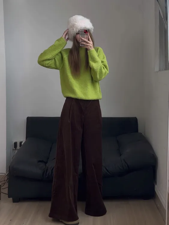 2024秋冬新款高级感时尚温柔系软糯舒适透气毛针织衫高腰休闲长裤