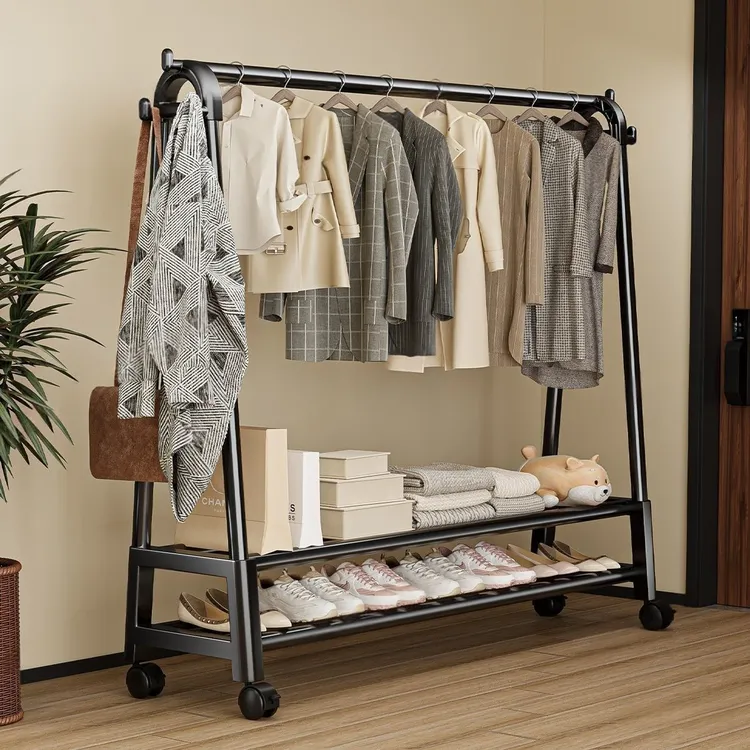 超稳加粗落地衣架衣架落地立式衣柜移动宿舍防锈衣架家用卧室阳台