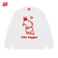 FNI红标（杂技狗狗）纯棉T恤男女同款美式圆领长袖上衣秋冬新款发泡