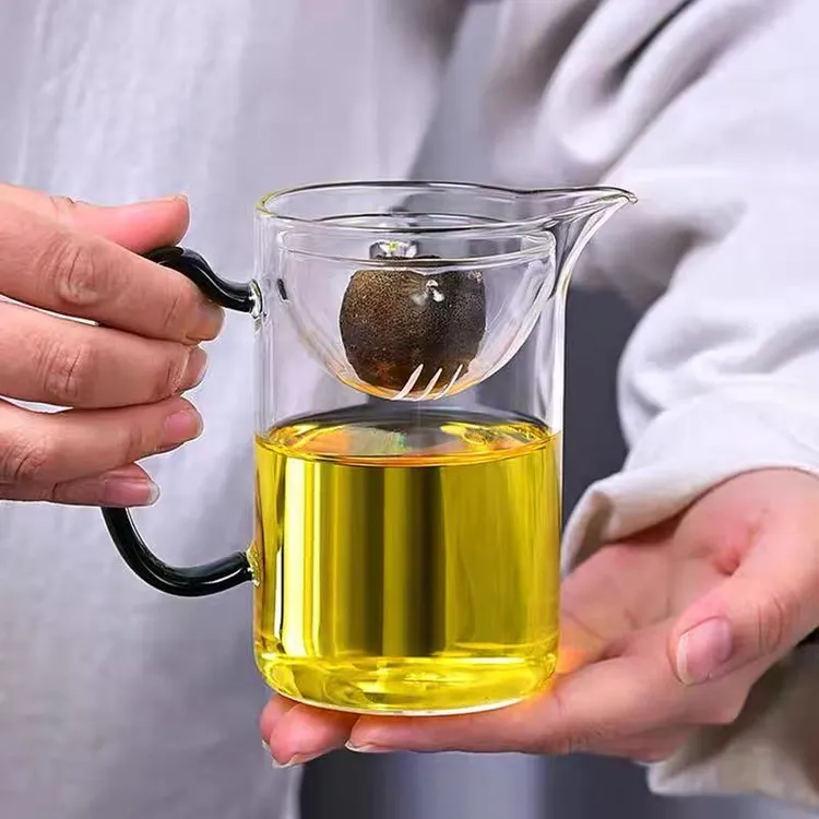 小青柑逍遥壶360度悬浮杯耐高温茶水分离公道杯玻璃茶漏过滤分茶