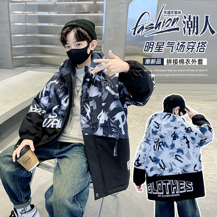 百搭休闲休闲风连帽字母棉袄韩版夹克秋装棉服棉衣