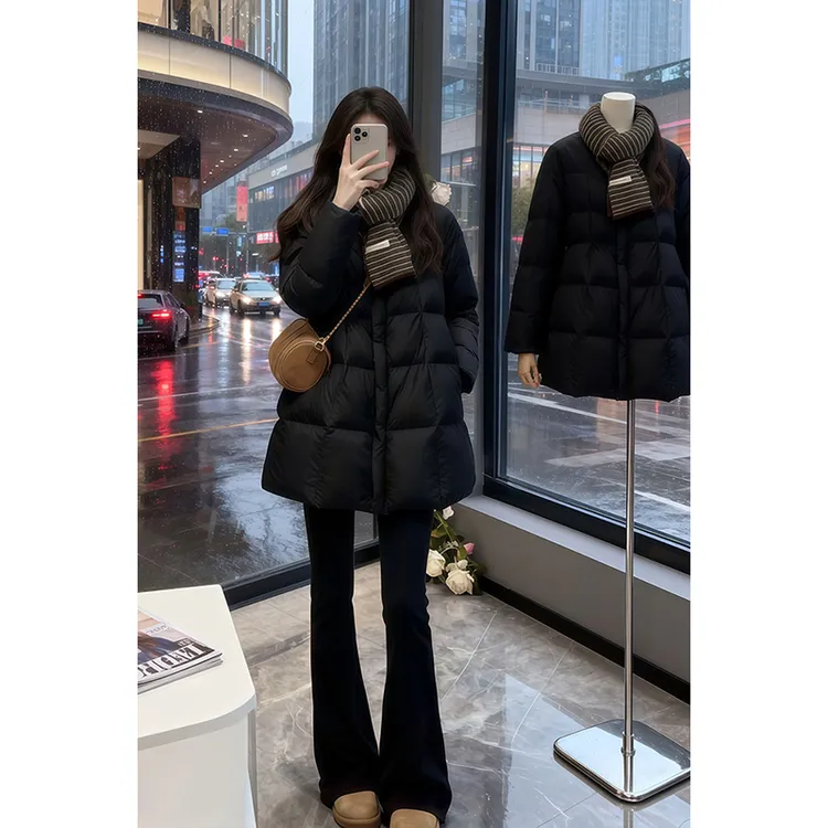 2025年韩版加厚保暖面包服外套女冬季新款黑色通勤百搭棉袄上衣潮