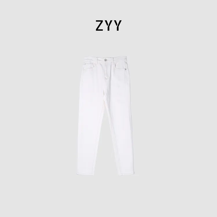 ZYY【自由漫步】2025S/S新款白色显瘦薄绒加绒牛仔裤X25DNZK06226