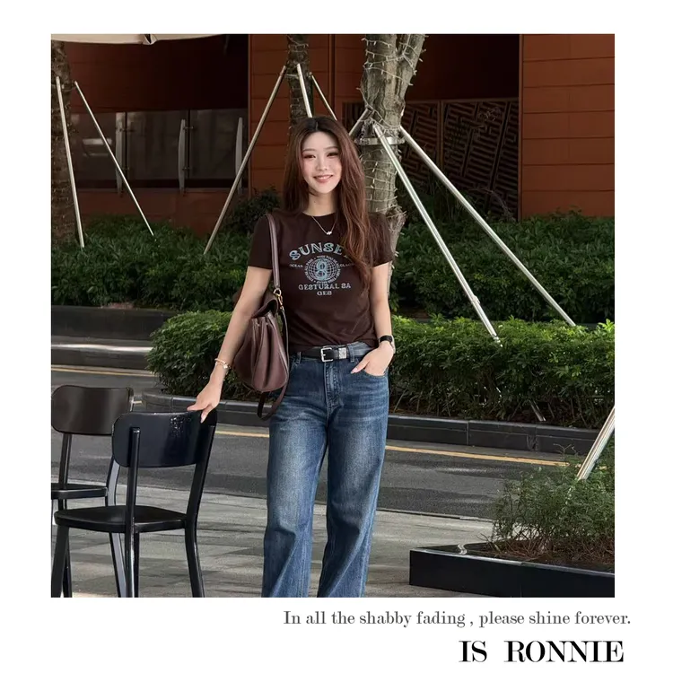 Is Ronnie【日不落】字母印花显瘦早秋设计感休闲T恤IR59051