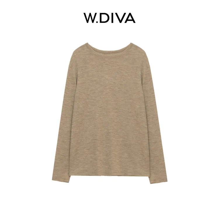W.Diva【燕麦衫】100绵羊毛毛衫可机洗显瘦圆领套头上衣女53Z012782