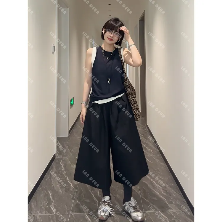 【造物家】极简老钱风裤裙黑色气质时尚休闲设计感裤子女