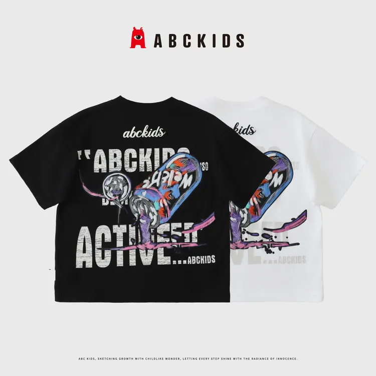 【ABCKIDS】夏季休闲纯棉男童黑色涂鸦印花T恤A-1223366 A-1223367