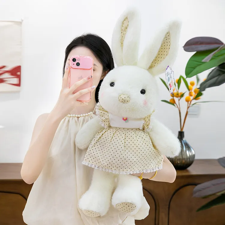 正版点点裙子毛绒玩偶可爱长耳兔公仔送女孩冬天礼物布娃娃