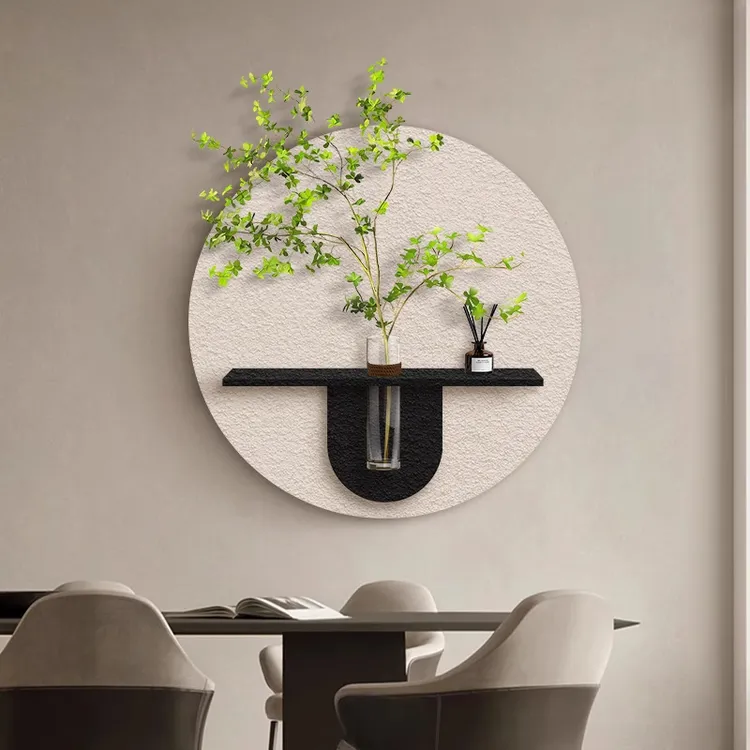 客厅玄关餐厅水培绿植装饰画轻奢极简高级感立体砂岩餐厅花瓶挂画