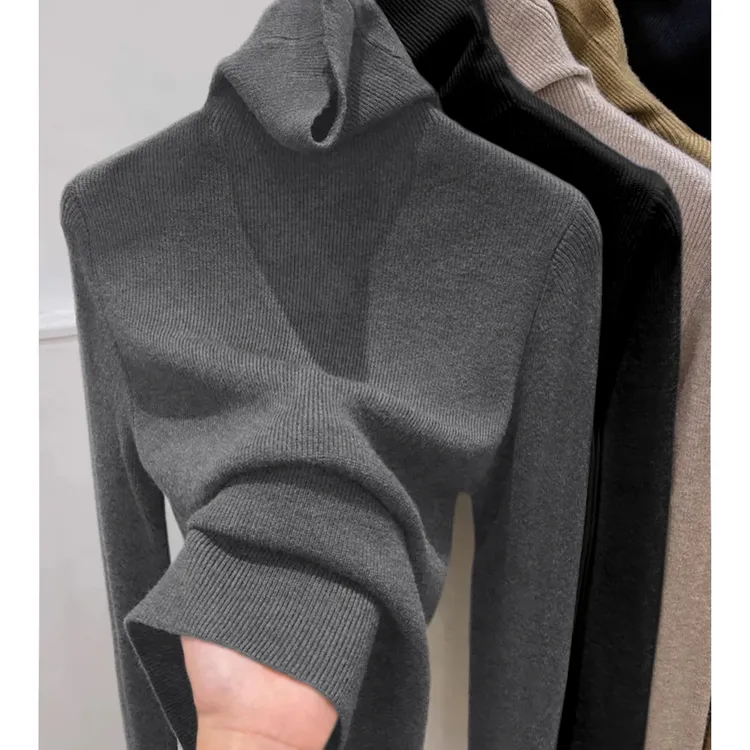 高级感堆堆高领修身打底衫女装秋季搭配小香风外套内搭针织上衣