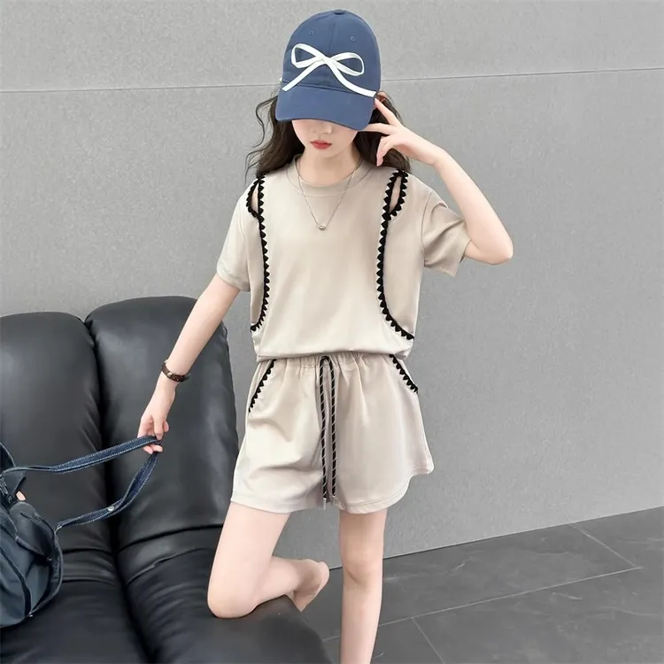 女童夏季韩版休闲运动套装中大童小女孩洋气时髦儿童短袖短裤夏装
