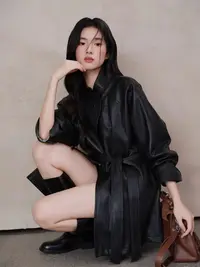 9203皮衣包包秋季翻领显瘦常规款外套宽松型复古外套Y